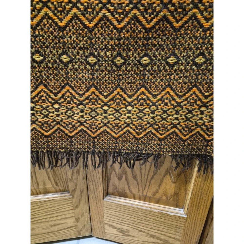 Vintage Amana Woolen Mills 100% Wool Blanket Fringe Aztec Light Damage 52x60